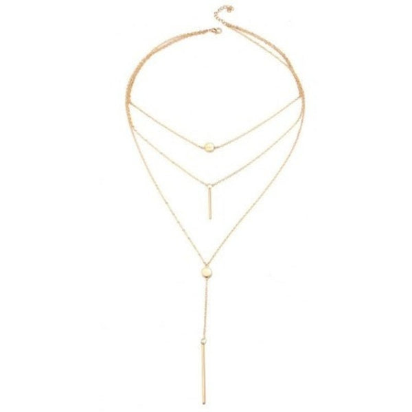 Fashion Jewelry Multi Layer Small Dots Pendant Chain Necklace Gold