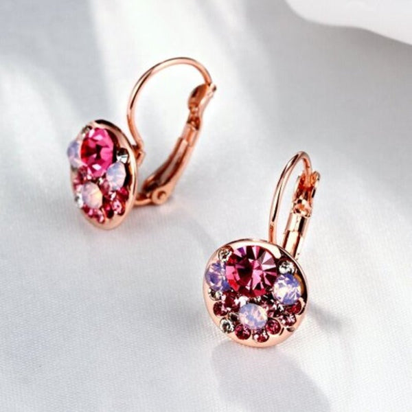 Earrings Fashion K Gold European And American Dazzle Eye Round Rose