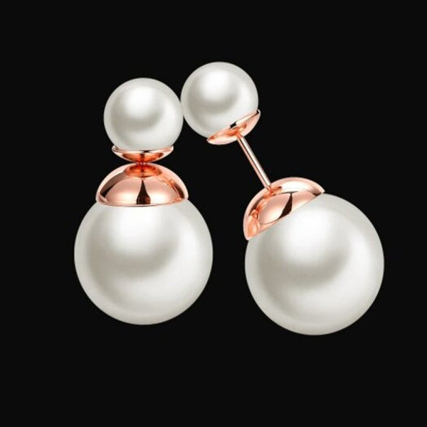 Earrings Fashion K Goldround Pearl White Rose Lady