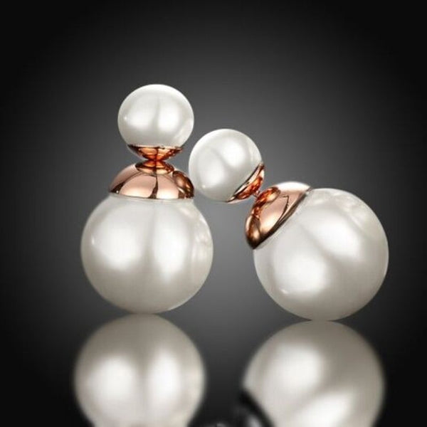 Earrings Fashion K Goldround Pearl White Rose Lady