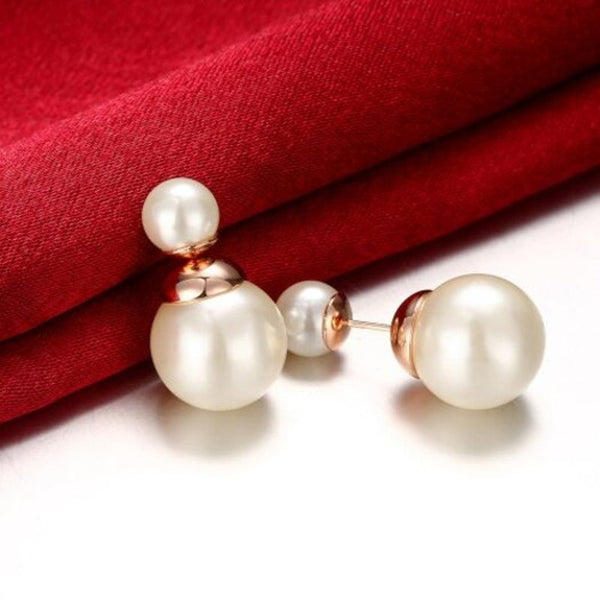 Earrings Fashion K Goldround Pearl White Rose Lady