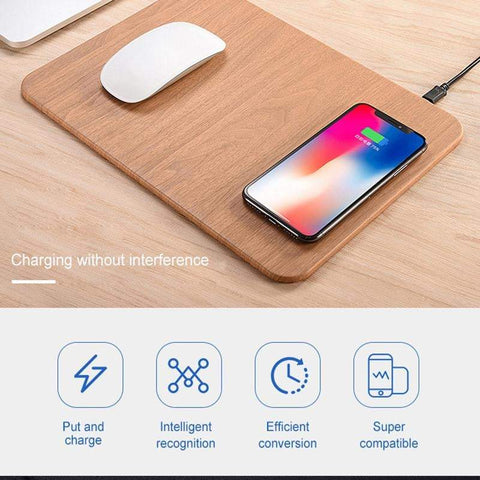 Faux Leather Fast Charge Wireless Charging Mouse Pad Mobile Phone Charger