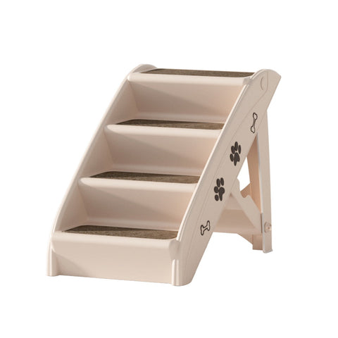 Pet Transport I.Pet Dog Ramp Steps For Bed Sofa Car Stairs Ladder Portable Foldable Beige