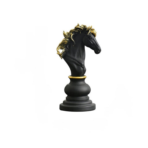 Sculptures & Figurines Home Figurine Chess Piece Black Knight Medium Resin Living Room Decoration Gifts