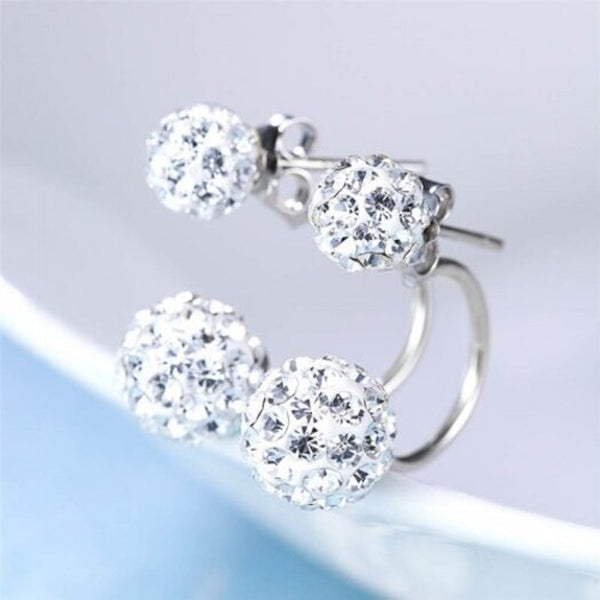 Female Fashion Minimalist Princess Diamond Earrings Silver