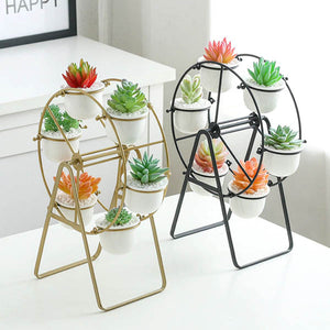 Ferris Wheel Flower Pot Stand With 6 Succulent Plant Pots