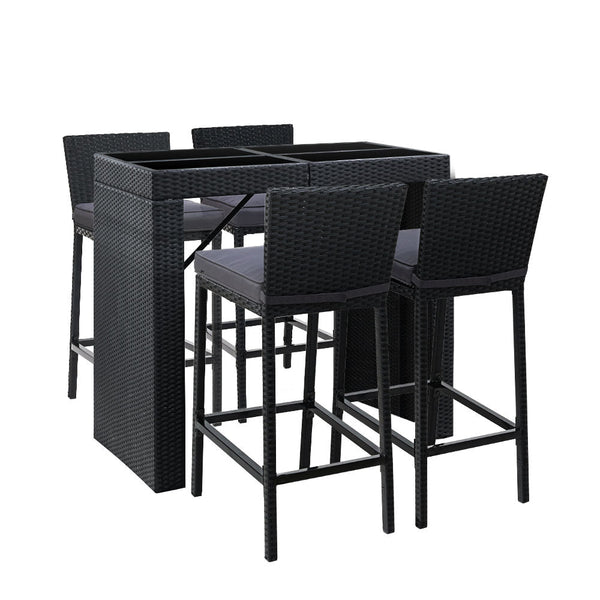 Patio Furniture Sets Gardeon Outdoor Bar Set Table Chairs Stools Rattan Patio Furniture 4 Seaters