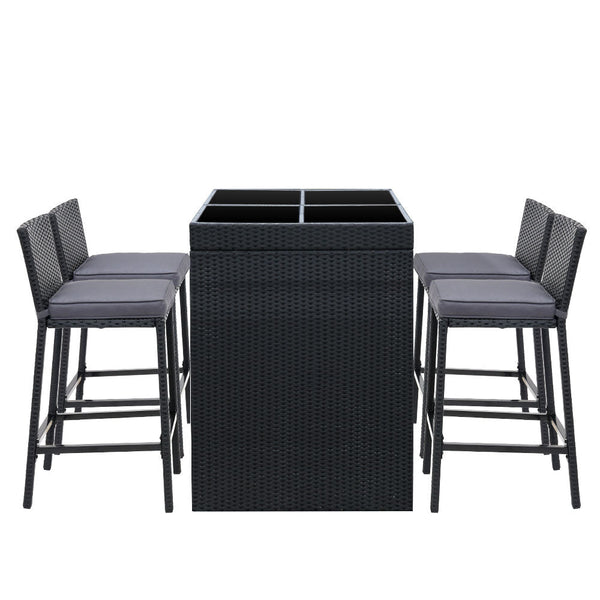 Patio Furniture Sets Gardeon Outdoor Bar Set Table Chairs Stools Rattan Patio Furniture 4 Seaters