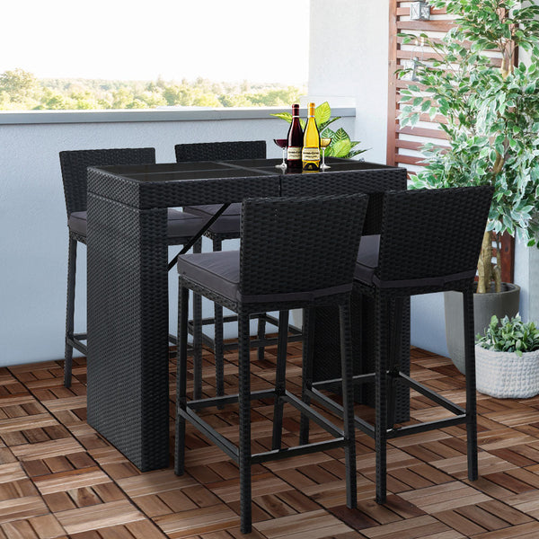 Patio Furniture Sets Gardeon Outdoor Bar Set Table Chairs Stools Rattan Patio Furniture 4 Seaters