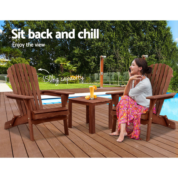 Patio Furniture Sets Gardeon 3Pc Outdoor Setting Beach Chairs Table Wooden Adirondack Lounge Garden