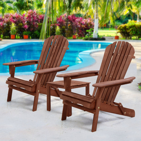 Patio Furniture Sets Gardeon 3Pc Outdoor Setting Beach Chairs Table Wooden Adirondack Lounge Garden