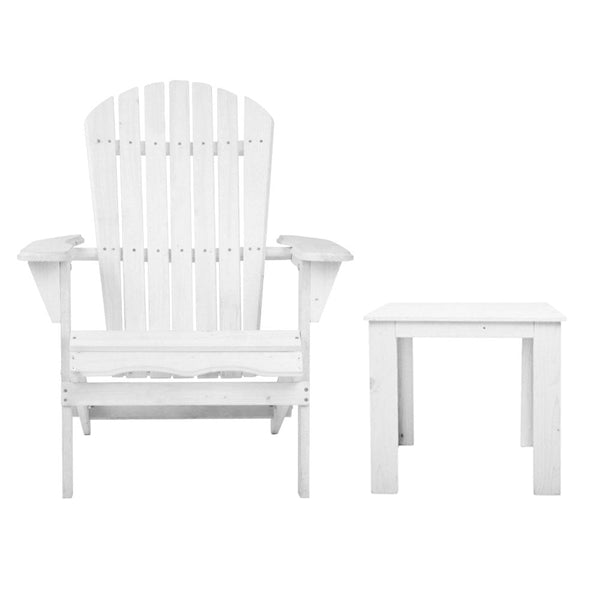 Patio Furniture Sets Gardeon 3 Piece Outdoor Adirondack Beach Chair And Table Set White