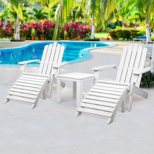 Loungers Gardeon Outdoor Sun Lounge Beach Chairs Table Setting Wooden Adirondack Patio