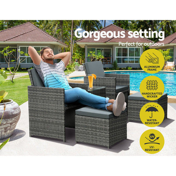 Loungers Gardeon Recliner Chairs Sun Lounge Wicker Lounger Outdoor Furniture Patio Sofa