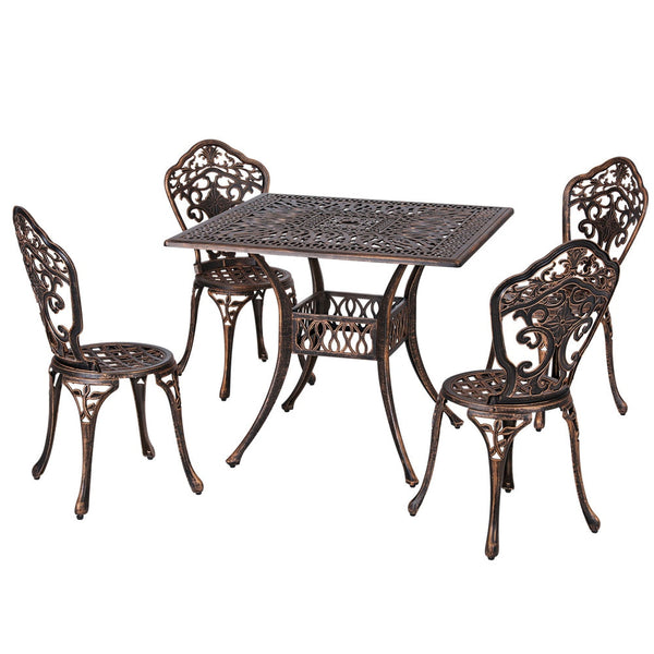 Patio Furniture Sets Gardeon Outdoor Dining Set 5 Piece Chairs Table Cast Aluminum Patio Brown