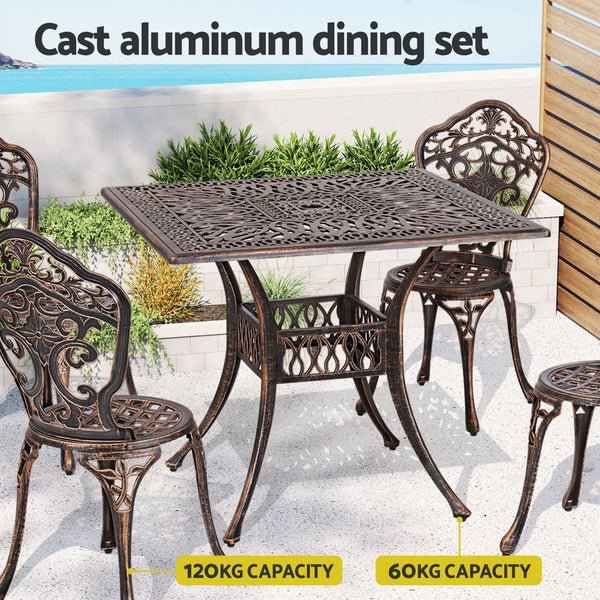 Patio Furniture Sets Gardeon Outdoor Dining Set 5 Piece Chairs Table Cast Aluminum Patio Brown