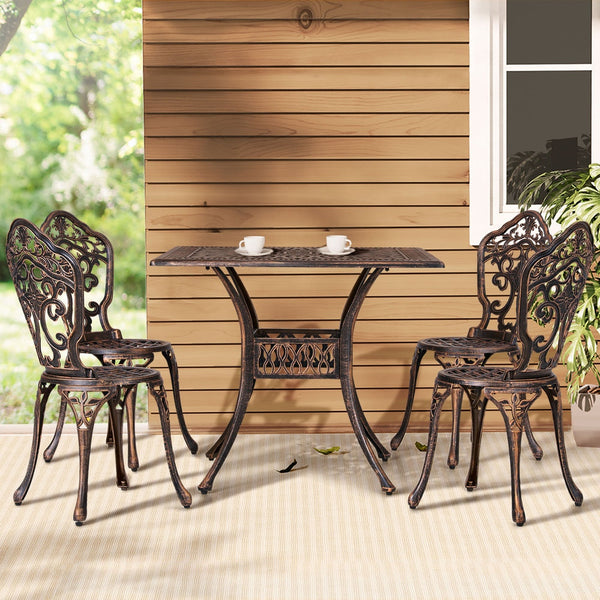 Patio Furniture Sets Gardeon Outdoor Dining Set 5 Piece Chairs Table Cast Aluminum Patio Brown