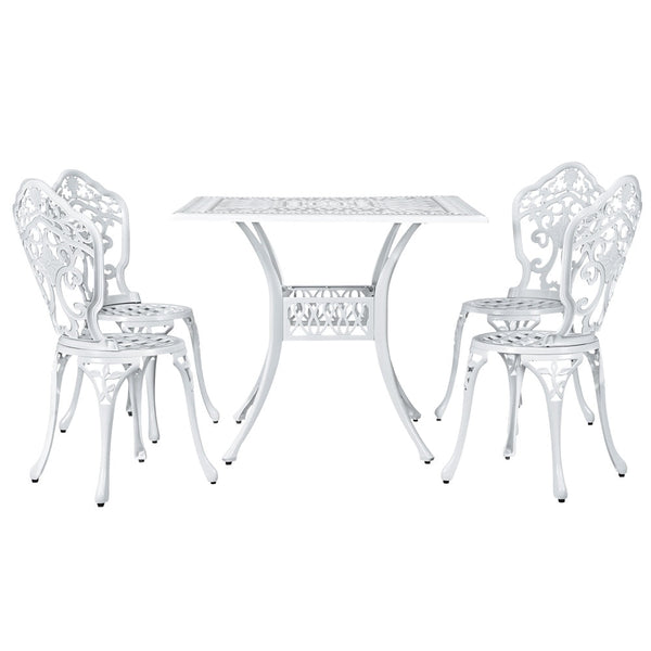 Patio Furniture Sets Gardeon Outdoor Dining Set 5 Piece Chairs Table Cast Aluminum Patio White