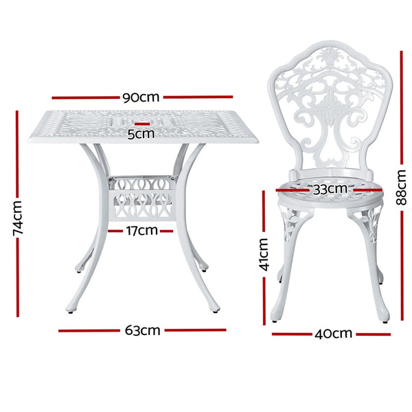 Patio Furniture Sets Gardeon Outdoor Dining Set 5 Piece Chairs Table Cast Aluminum Patio White