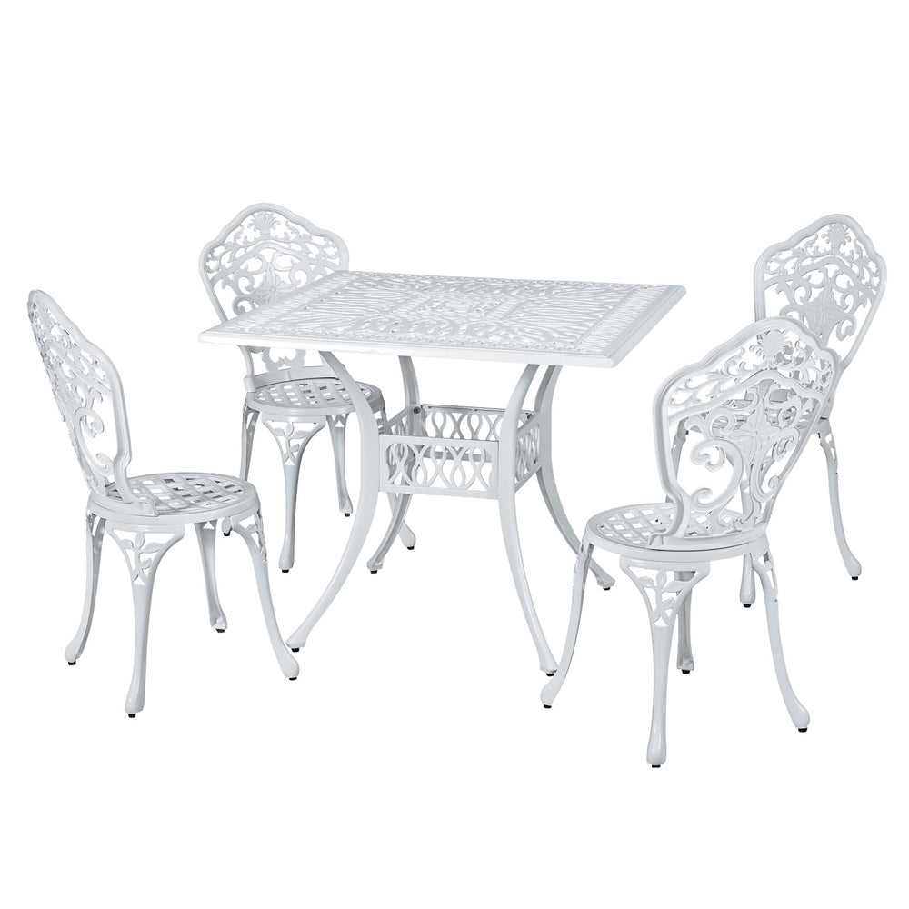 Patio Furniture Sets Gardeon Outdoor Dining Set 5 Piece Chairs Table Cast Aluminum Patio White