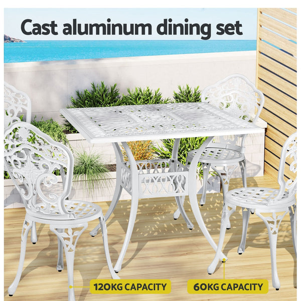 Patio Furniture Sets Gardeon Outdoor Dining Set 5 Piece Chairs Table Cast Aluminum Patio White