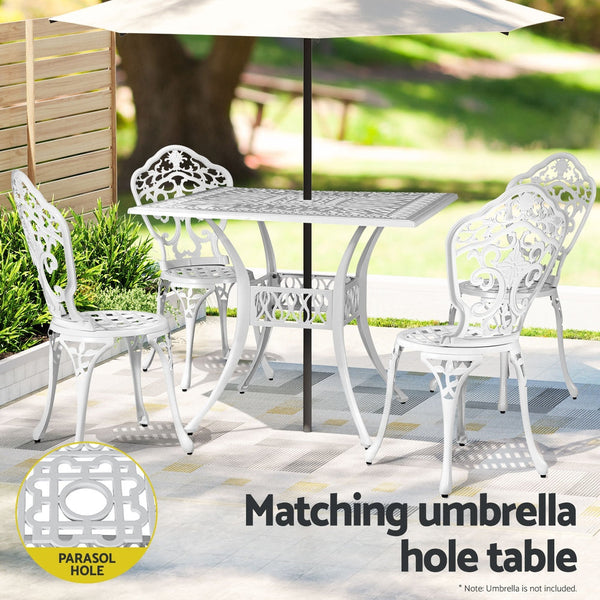 Patio Furniture Sets Gardeon Outdoor Dining Set 5 Piece Chairs Table Cast Aluminum Patio White