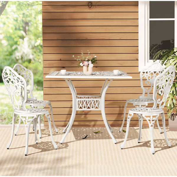 Patio Furniture Sets Gardeon Outdoor Dining Set 5 Piece Chairs Table Cast Aluminum Patio White