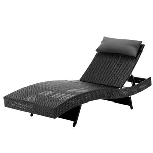 Loungers Gardeon Outdoor Wicker Sun Lounge Black