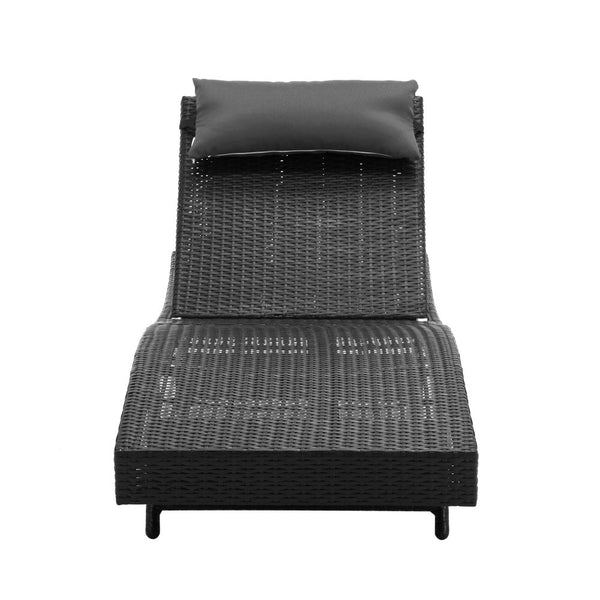 Loungers Gardeon Outdoor Wicker Sun Lounge Black