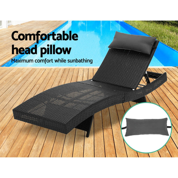 Loungers Gardeon Outdoor Wicker Sun Lounge Black