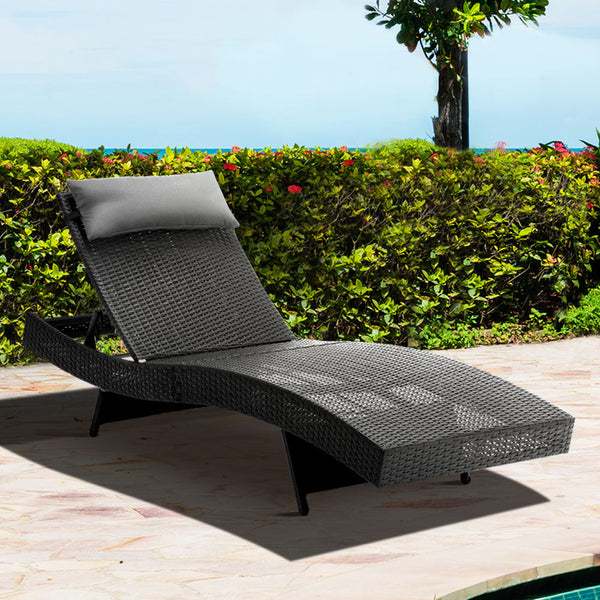 Loungers Gardeon Outdoor Wicker Sun Lounge Black