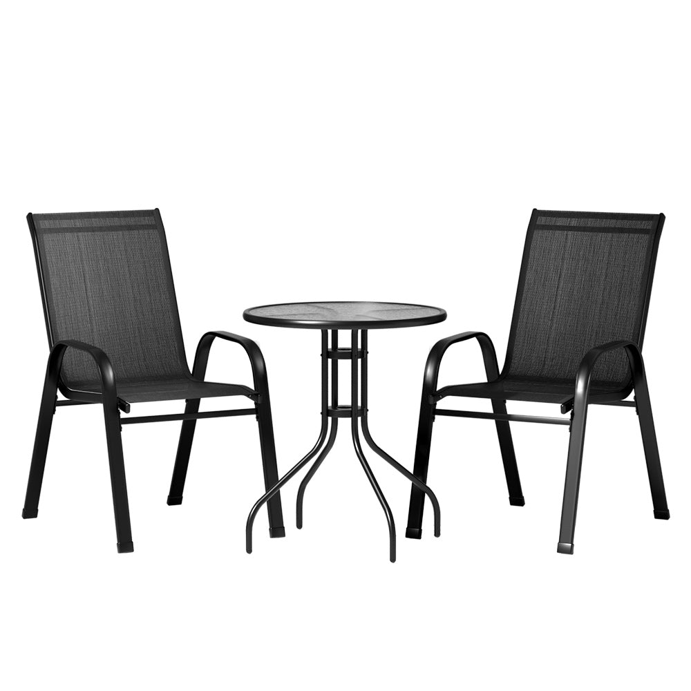 Patio Furniture Sets Gardeon Outdoor Furniture 3Pc Table And Chairs Stackable Bistro Set Patio Coffee