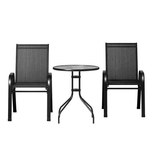 Patio Furniture Sets Gardeon Outdoor Furniture 3Pc Table And Chairs Stackable Bistro Set Patio Coffee