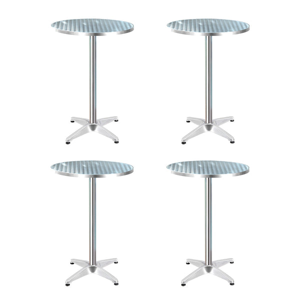 Bar Tables Gardeon 4Pcs Outdoor Bar Table Furniture Adjustable Aluminium Cafe Round