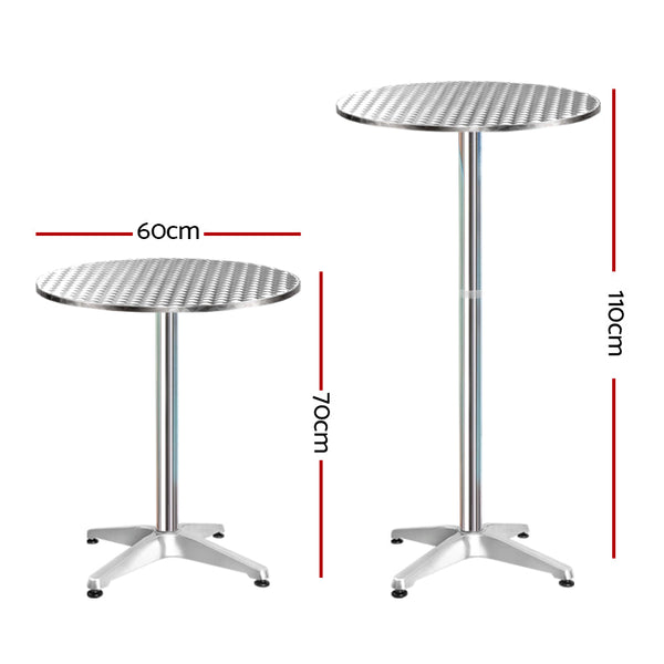 Bar Tables Gardeon 4Pcs Outdoor Bar Table Furniture Adjustable Aluminium Cafe Round