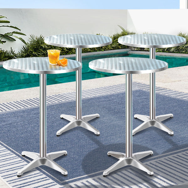 Bar Tables Gardeon 4Pcs Outdoor Bar Table Furniture Adjustable Aluminium Cafe Round