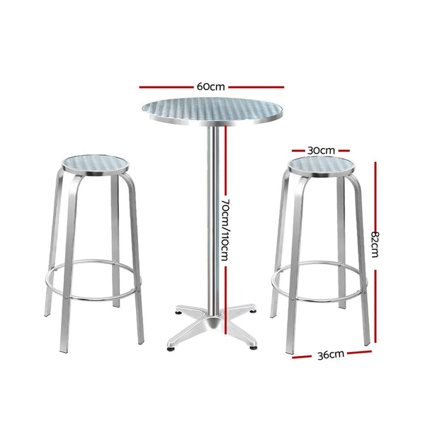 Bar Tables Gardeon Outdoor Bistro Set Bar Table Stools Adjustable Aluminium Cafe Round