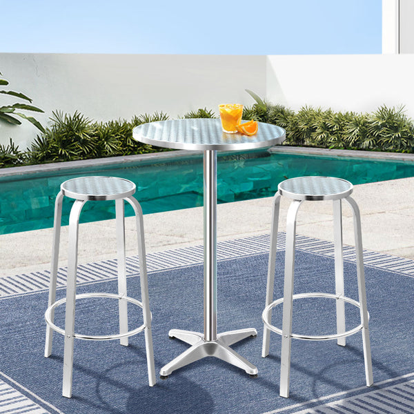 Bar Tables Gardeon Outdoor Bistro Set Bar Table Stools Adjustable Aluminium Cafe Round