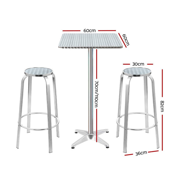 Bar Tables Gardeon Outdoor Bistro Set Bar Table Stools Adjustable Aluminium Cafe Square