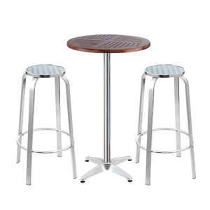 Bar Tables Gardeon Outdoor Bistro Set Bar Table Stools Adjustable Aluminium Cafe 3Pc Wood