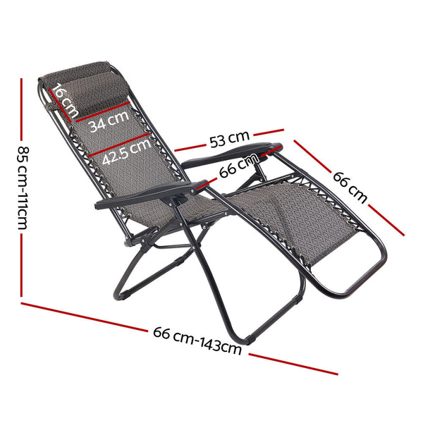 Patio Chairs Gardeon Gravity Recliner Chairs Outdoor Sun Lounge Beach Camping Beige