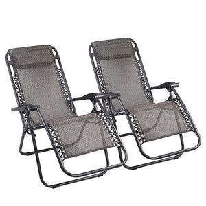 Beach Chairs Gardeon Gravity Chair 2Pc Reclining Outdoor Sun Lounge Folding Camping