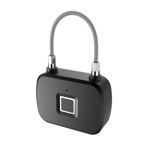 Fingerprint Lock Smart Keyless Anti Theft Padlock Travel Suitcase Bicycle Black