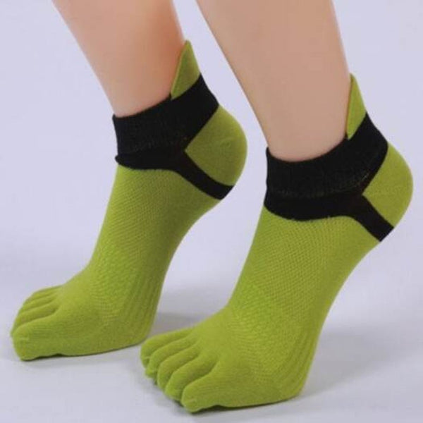 Socks Five Fingers Toe Cotton Blend Ankle Green