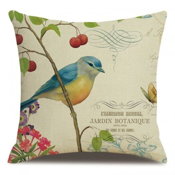 Cushions & Decorative Pillows Flax Ink Cartoon Birds Pillowcase Cushion Cover 45 X 45Cm Multi