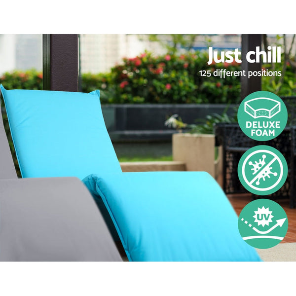 Beach Chairs Artiss Adjustable Beach Sun Pool Lounger Blue