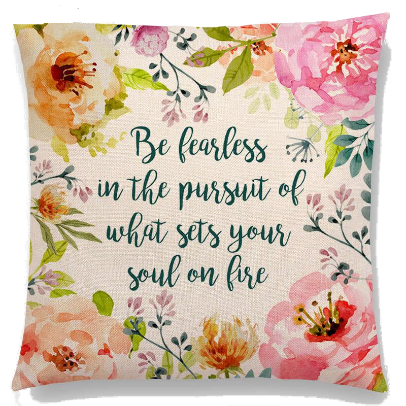 Cushions & Decorative Pillows Floral Inspirational Sayings Cushion Covers