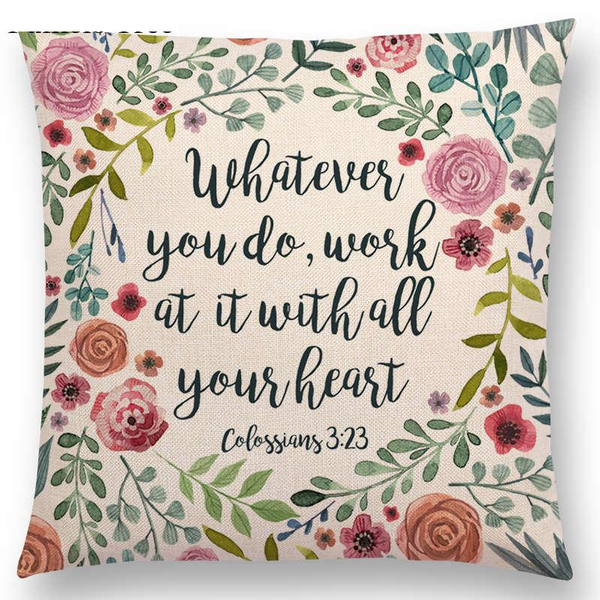 Cushions & Decorative Pillows Floral Inspirational Sayings Cushion Covers