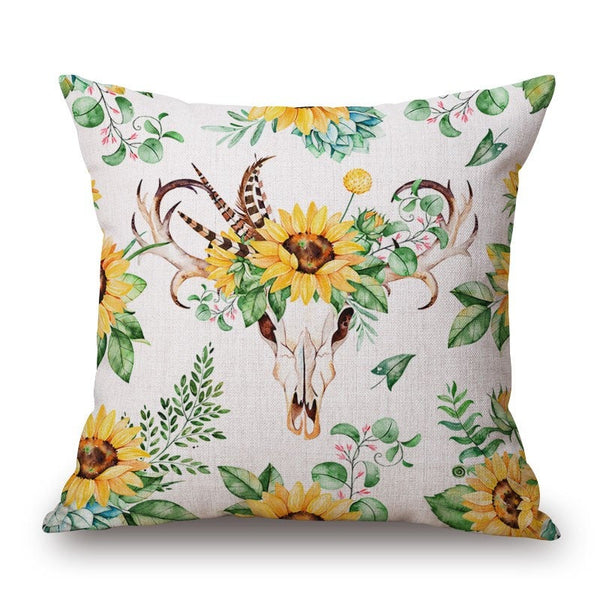 Cushions & Decorative Pillows Flowers An Animal On Cotton Linen Pillow Cover