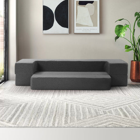 Giselle Bedding Portable Sofa Folding Mattress Lounger Chair Ottoman Grey